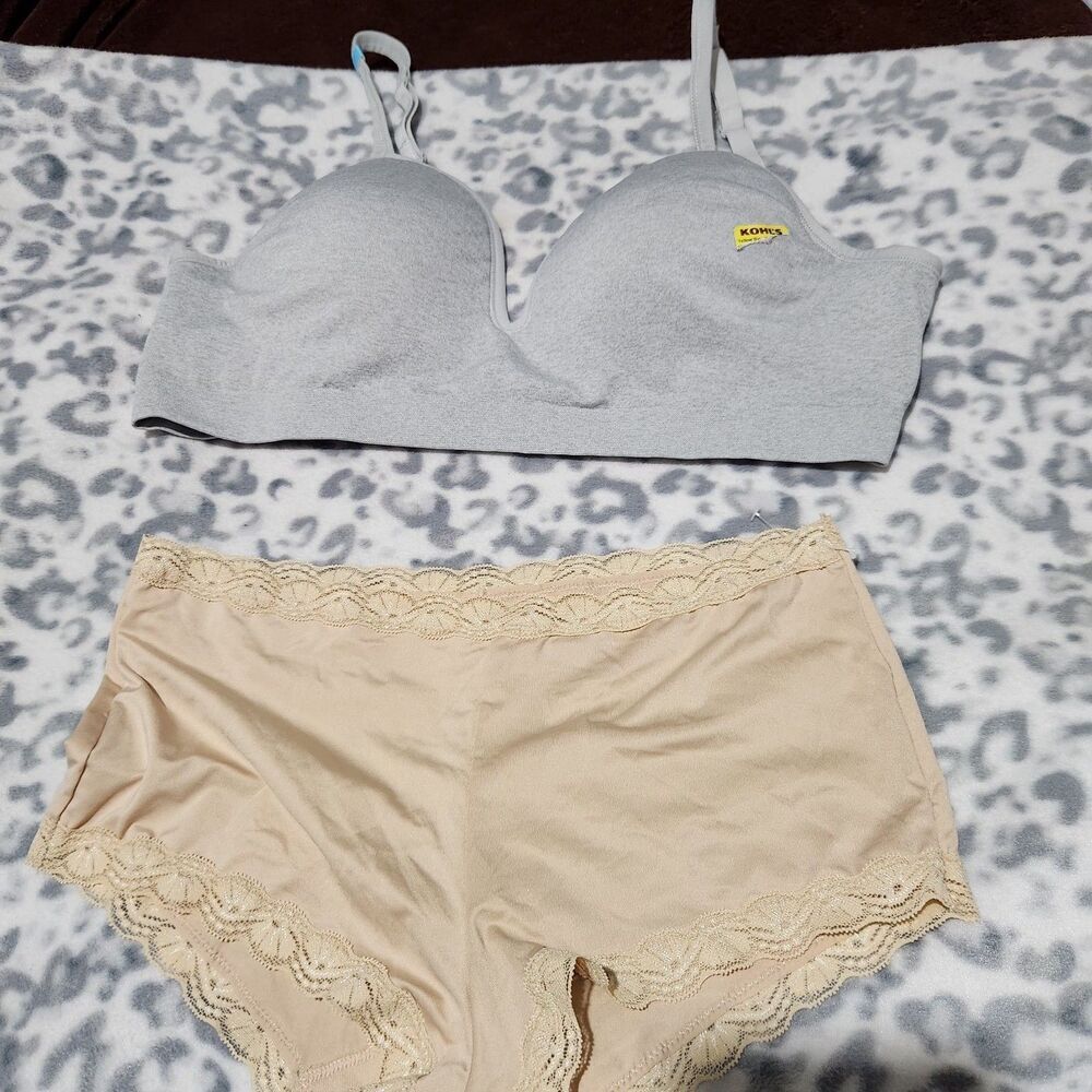Maidenform Pantie Size Large Beige And SO Bra Gray 2pcs!!   New - Picture 7 of 14